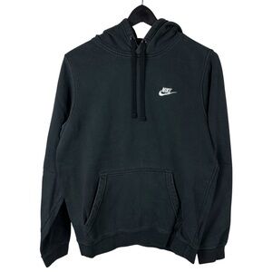 Mens Y2K Nike Micro Swoosh Black Essential Pullover Hoodie Size S
